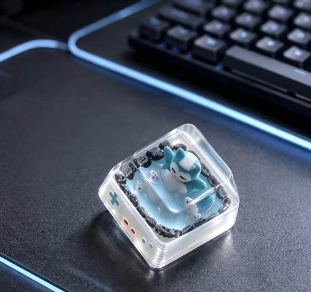 Keycap Artisan Anime - Tecla Pokémon Snorlax de Resina Translúcida,