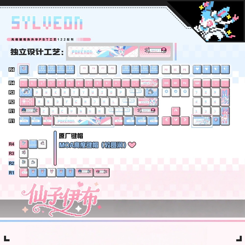 Pokémon Sylveon ‌   Teclas Per - Keycap Artisan Anime reseña y precio